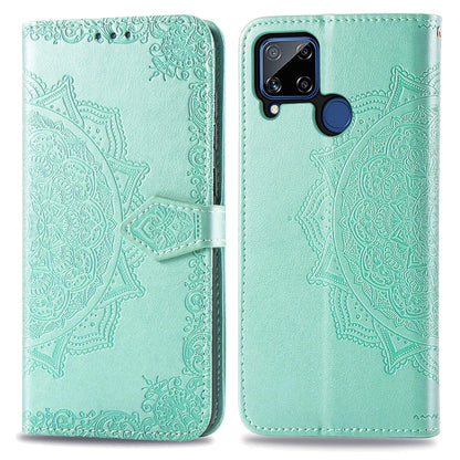 Mandala Flower Embossed Horizontal Flip Leather Case with Bracket / Card Slot / Wallet / Lanyard, For OPPO A52, For OPPO A92S, For OPPO Realme C12, For OPPO Realme C15, For OPPO A52 5G