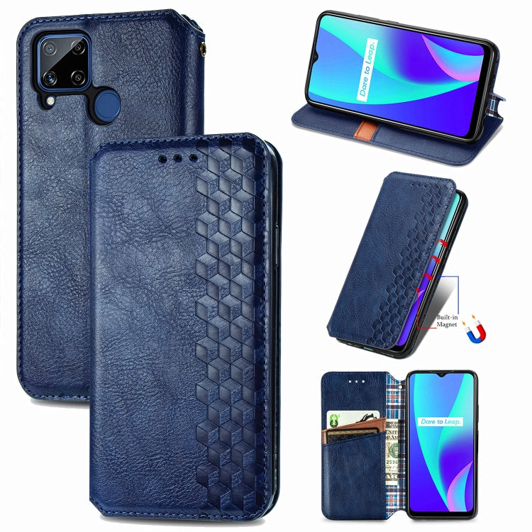 Cubic Grid Pressed Horizontal Flip Magnetic PU Leather Case with Holder & Card Slots & Wallet, For OPPO A92S, For OPPO Realme C12, For OPPO Realme C15, For Huawei Honor 30 Lite