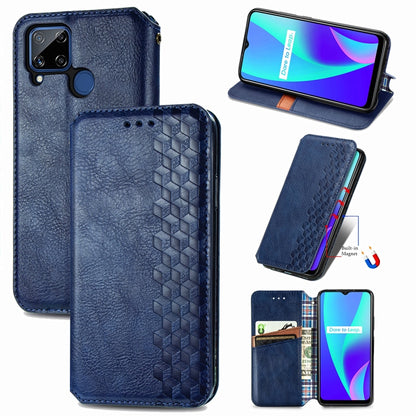 Cubic Grid Pressed Horizontal Flip Magnetic PU Leather Case with Holder & Card Slots & Wallet, For OPPO A92S, For OPPO Realme C12, For OPPO Realme C15, For Huawei Honor 30 Lite
