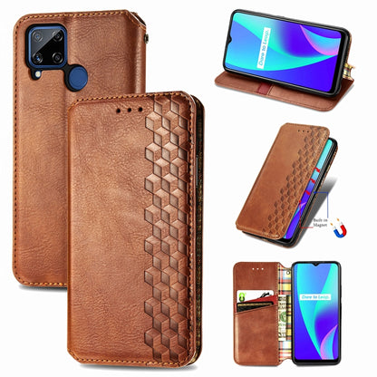 Cubic Grid Pressed Horizontal Flip Magnetic PU Leather Case with Holder & Card Slots & Wallet, For OPPO A92S, For OPPO Realme C12, For OPPO Realme C15, For Huawei Honor 30 Lite