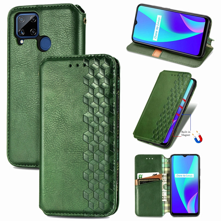 Cubic Grid Pressed Horizontal Flip Magnetic PU Leather Case with Holder & Card Slots & Wallet, For OPPO A92S, For OPPO Realme C12, For OPPO Realme C15, For Huawei Honor 30 Lite
