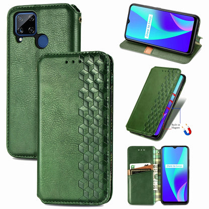 Cubic Grid Pressed Horizontal Flip Magnetic PU Leather Case with Holder & Card Slots & Wallet, For OPPO A92S, For OPPO Realme C12, For OPPO Realme C15, For Huawei Honor 30 Lite
