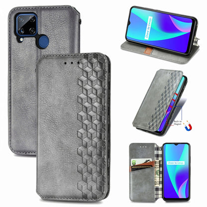 Cubic Grid Pressed Horizontal Flip Magnetic PU Leather Case with Holder & Card Slots & Wallet, For OPPO A92S, For OPPO Realme C12, For OPPO Realme C15, For Huawei Honor 30 Lite