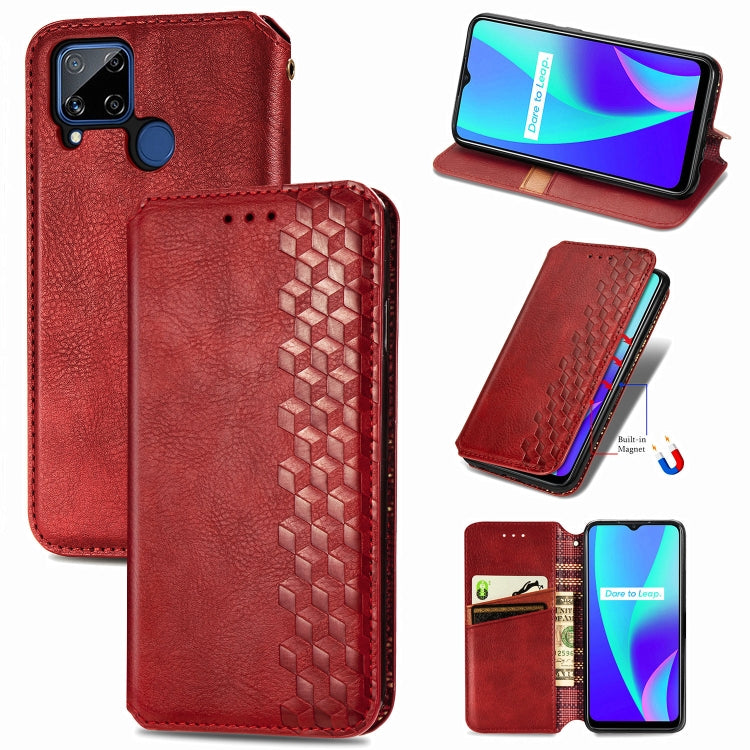 Cubic Grid Pressed Horizontal Flip Magnetic PU Leather Case with Holder & Card Slots & Wallet, For OPPO A92S, For OPPO Realme C12, For OPPO Realme C15, For Huawei Honor 30 Lite