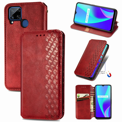 Cubic Grid Pressed Horizontal Flip Magnetic PU Leather Case with Holder & Card Slots & Wallet, For OPPO A92S, For OPPO Realme C12, For OPPO Realme C15, For Huawei Honor 30 Lite