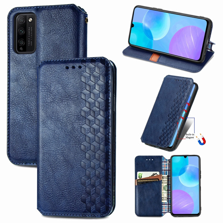 Cubic Grid Pressed Horizontal Flip Magnetic PU Leather Case with Holder & Card Slots & Wallet, For OPPO A92S, For OPPO Realme C12, For OPPO Realme C15, For Huawei Honor 30 Lite