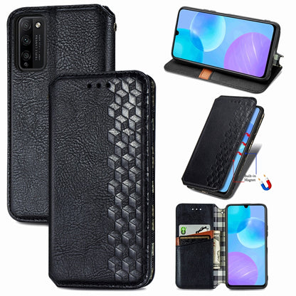 Cubic Grid Pressed Horizontal Flip Magnetic PU Leather Case with Holder & Card Slots & Wallet, For OPPO A92S, For OPPO Realme C12, For OPPO Realme C15, For Huawei Honor 30 Lite
