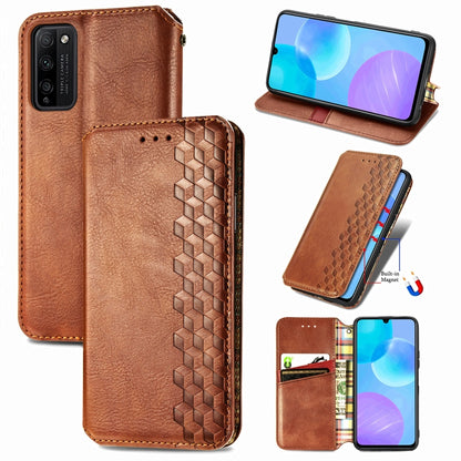 Cubic Grid Pressed Horizontal Flip Magnetic PU Leather Case with Holder & Card Slots & Wallet, For OPPO A92S, For OPPO Realme C12, For OPPO Realme C15, For Huawei Honor 30 Lite