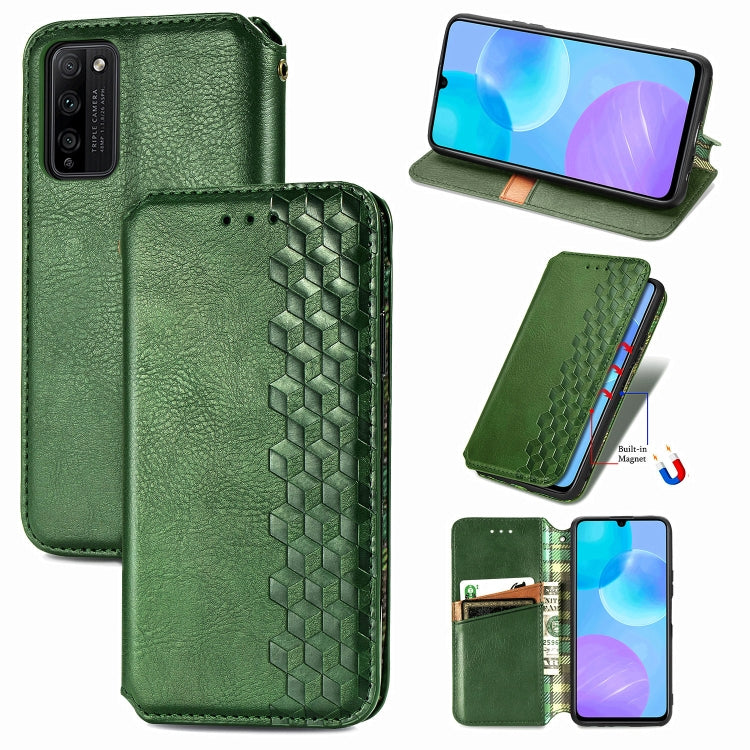 Cubic Grid Pressed Horizontal Flip Magnetic PU Leather Case with Holder & Card Slots & Wallet, For OPPO A92S, For OPPO Realme C12, For OPPO Realme C15, For Huawei Honor 30 Lite