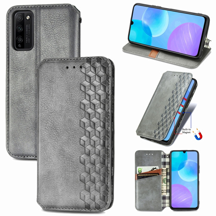 Cubic Grid Pressed Horizontal Flip Magnetic PU Leather Case with Holder & Card Slots & Wallet, For OPPO A92S, For OPPO Realme C12, For OPPO Realme C15, For Huawei Honor 30 Lite