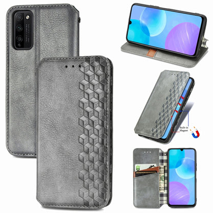 Cubic Grid Pressed Horizontal Flip Magnetic PU Leather Case with Holder & Card Slots & Wallet, For OPPO A92S, For OPPO Realme C12, For OPPO Realme C15, For Huawei Honor 30 Lite