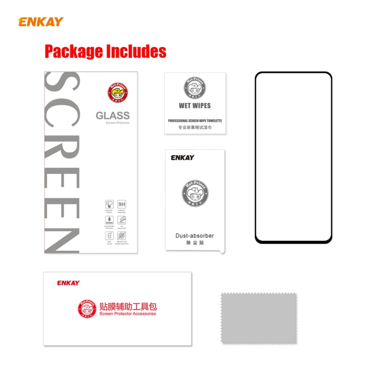 ENKAY Hat-Prince Full Glue 0.26mm 9H 2.5D Tempered Glass Full Coverage Film, For Samsung Galaxy M51, For Samsung Galaxy A42 5G, For Xiaomi Poco X3 / X3 NFC