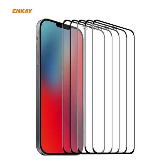 5 PCS ENKAY Hat-Prince Protecteur d'écran en Verre Trempé, Bords Incurvés 6D, Couverture Totale, 0.26mm, 9H, Pour iPhone 12 mini, Pour iPhone 12 / 12 Pro, Pour iPhone 12 Pro Max