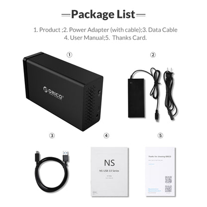 ORICO NS200C3 3.5 inch 2 Bay Type-C Hard Drive Enclosure, NS200C3