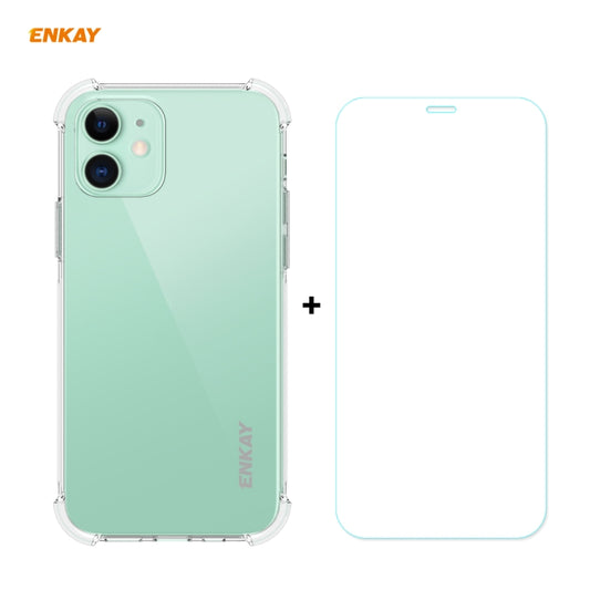 Coque antichoc souple transparente 2-en-1 en TPU Hat-Prince ENKAY + film protecteur en verre trempé 9H 2.5D de 0,26 mm, pour iPhone 12 mini, pour iPhone 12 / 12 Pro, pour iPhone 12 Pro Max