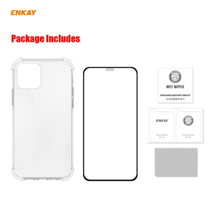 Hat-Prince ENKAY 2 in 1 Clear TPU Soft Case Shockproof Cover + 0.26mm 9H 2.5D Full Glue Full Coverage Tempered Glass Protector Film, For iPhone 12 mini, For iPhone 12 / 12 Pro, For iPhone 12 Pro Max
