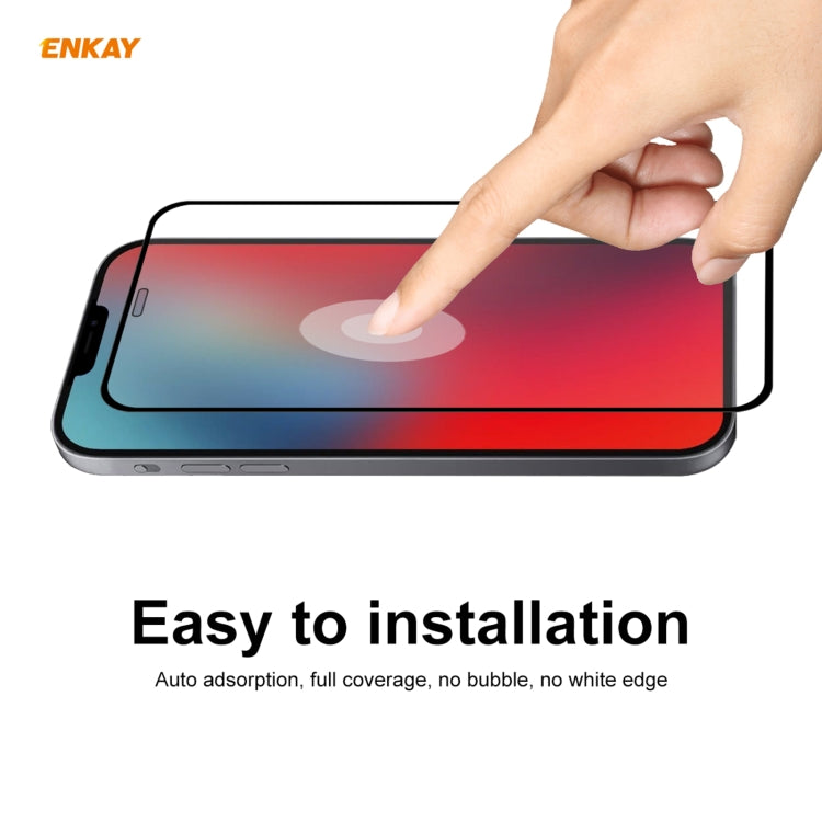 For iPhone 12 Pro Hat-Prince ENKAY ENK-PC0692 Liquid Silicone Straight Edge Shockproof Case + 0.26mm 9H 2.5D Full Glue Tempered Glass Film, For iPhone 12 Pro
