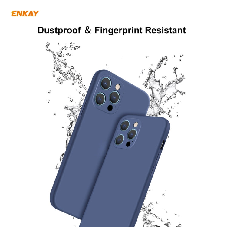 For iPhone 12 Pro Hat-Prince ENKAY ENK-PC0702 Liquid Silicone Straight Edge Shockproof Case + 0.26mm 9H 2.5D Full Glue Tempered Glass Film, For iPhone 12 Pro Max