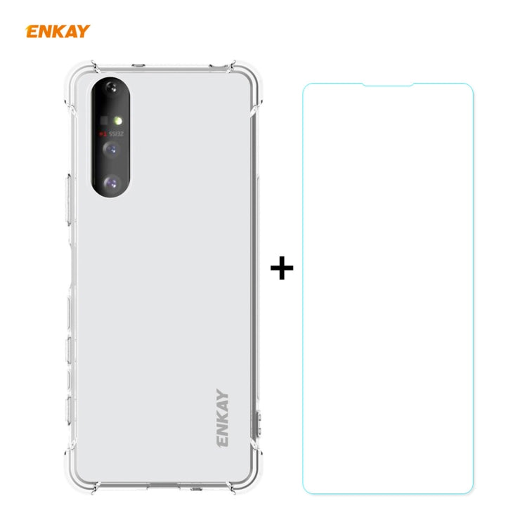 Hat-Prince ENKAY Clear TPU Shockproof Case Soft Anti-slip Cover + 0.26mm 9H 2.5D Tempered Glass Protector Film, For Motorola Moto G9 Plus, For Motorola Moto G9 / G9 Play, For Samsung Galaxy A42 5G, For Samsung Galaxy M31s, for Sony Xperia 5 II         ...