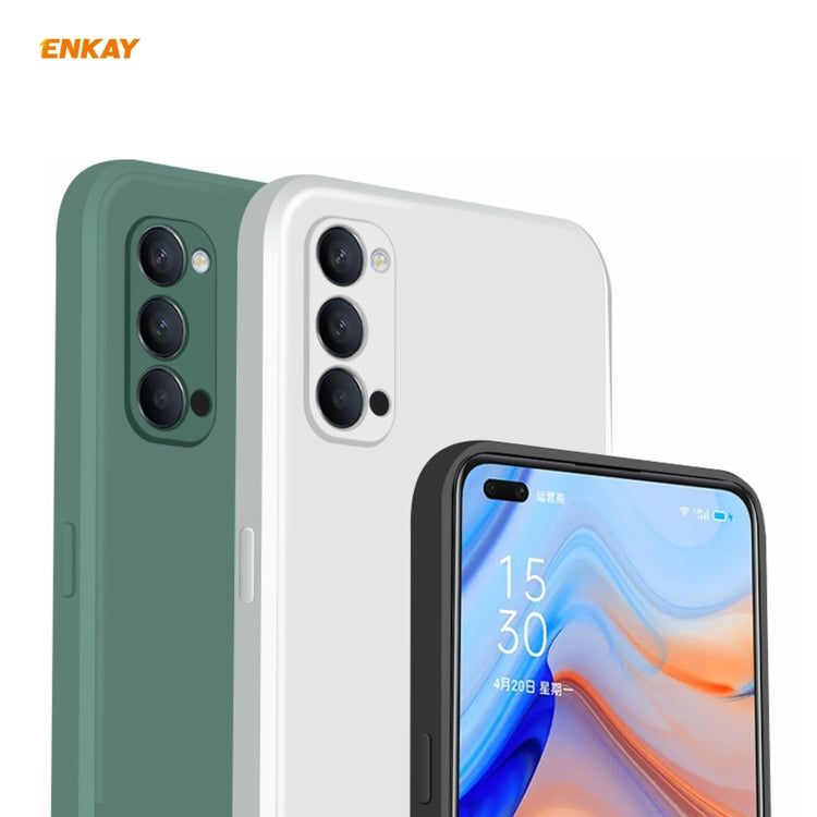 For OPPO Reno4 ENKAY ENK-PC073 Hat-Prince Liquid Silicone Straight Edge Shockproof Protective Case