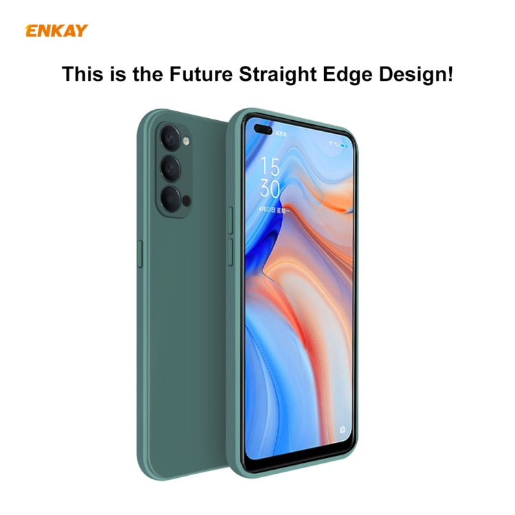 For OPPO Reno4 ENKAY ENK-PC073 Hat-Prince Liquid Silicone Straight Edge Shockproof Protective Case