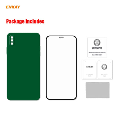 Hat-Prince ENKAY ENK-PC0712 Liquid Silicone Straight Edge Shockproof Protective Case + 0.26mm 9H 2.5D Full Glue Full Screen Tempered Glass Film For iPhone XS / X, For iPhone XS
