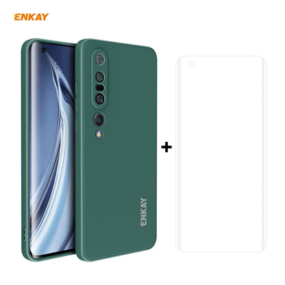 For Xiaomi Mi 10 Pro 5G Hat-Prince ENKAY ENK-PC0762 Liquid Silicone Straight Edge Shockproof Protective Case  + 3D Full Screen PET Curved Hot Bending HD Screen Protector Soft Film, For Xiaomi Mi 10 Pro 5G + Film