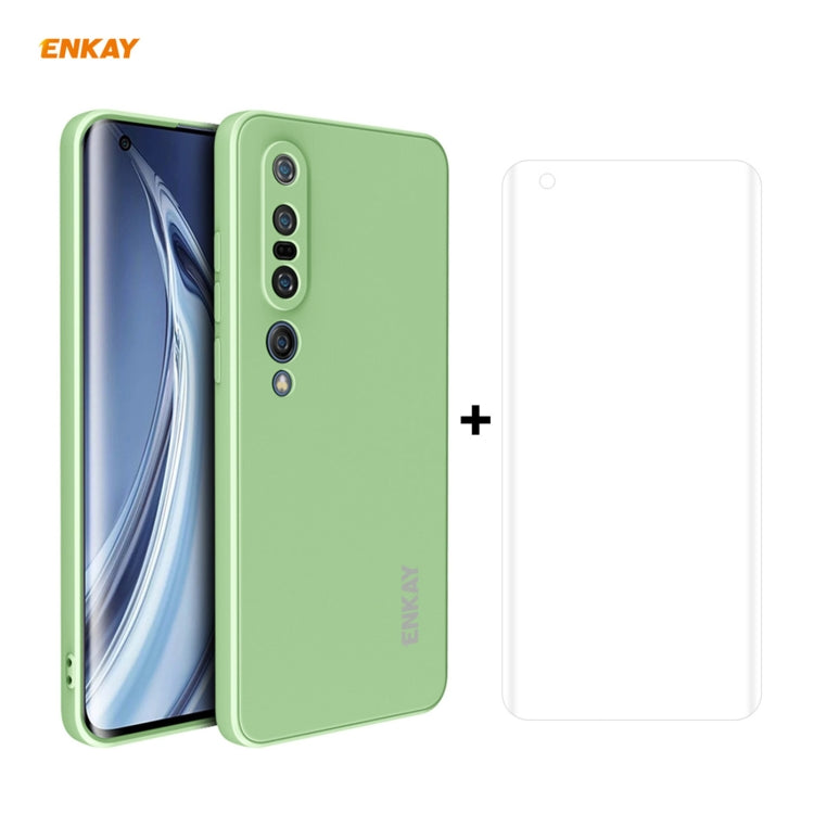 For Xiaomi Mi 10 Pro 5G Hat-Prince ENKAY ENK-PC0762 Liquid Silicone Straight Edge Shockproof Protective Case  + 3D Full Screen PET Curved Hot Bending HD Screen Protector Soft Film, For Xiaomi Mi 10 Pro 5G + Film