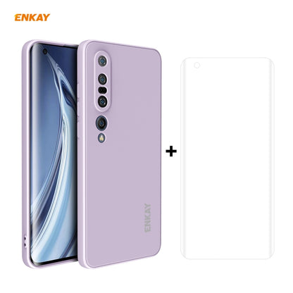 For Xiaomi Mi 10 Pro 5G Hat-Prince ENKAY ENK-PC0762 Liquid Silicone Straight Edge Shockproof Protective Case  + 3D Full Screen PET Curved Hot Bending HD Screen Protector Soft Film, For Xiaomi Mi 10 Pro 5G + Film