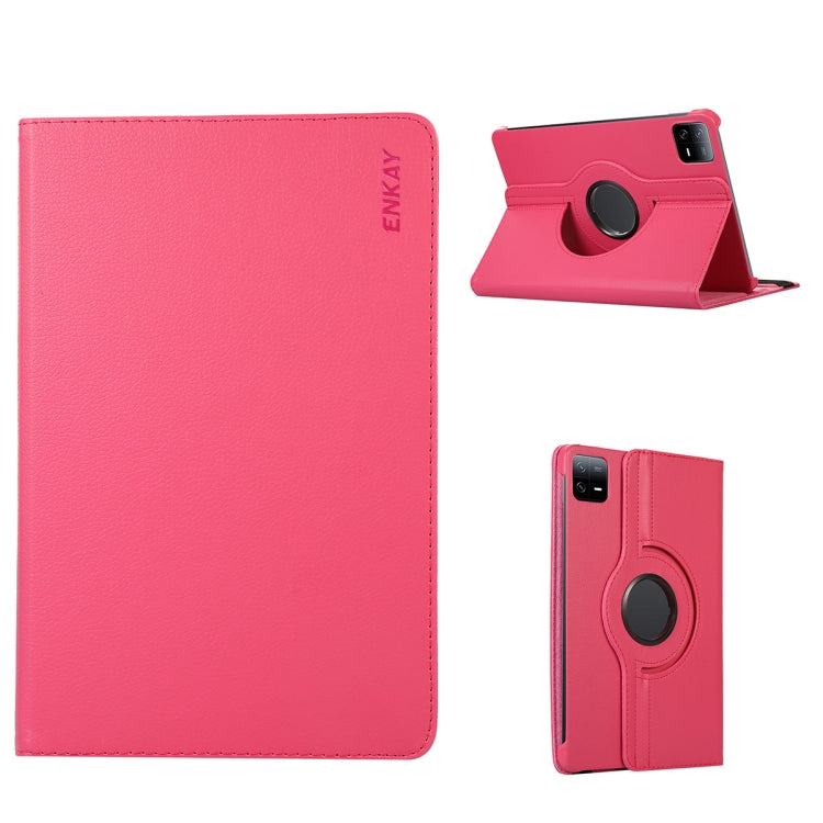 For Xiaomi Pad 6 / Pad 6 Pro ENKAY 360 Degree Rotation Stand Litchi Leather Smart Tablet Case, For Xiaomi Pad 6 / Pad 6 Pro