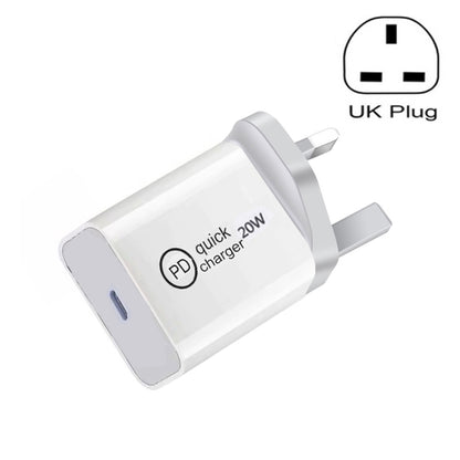 SDC-20W PD 20W Single USB-C / Type-C Interface Travel Charger, EU Plug, US Plug, UK Plug