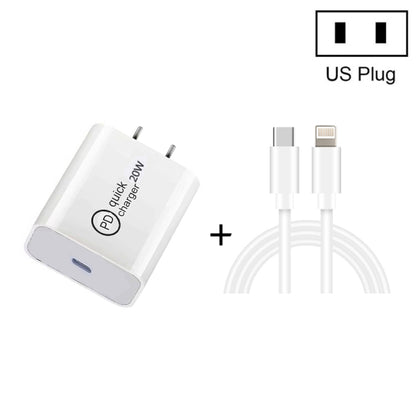 SDC-20W 2 in 1 PD 20W USB-C / Type-C Travel Charger + 3A PD3.0 USB-C / Type-C to 8 Pin Fast Charge Data Cable Set, Cable Length: 1m,, US Plug, EU Plug, UK Plug