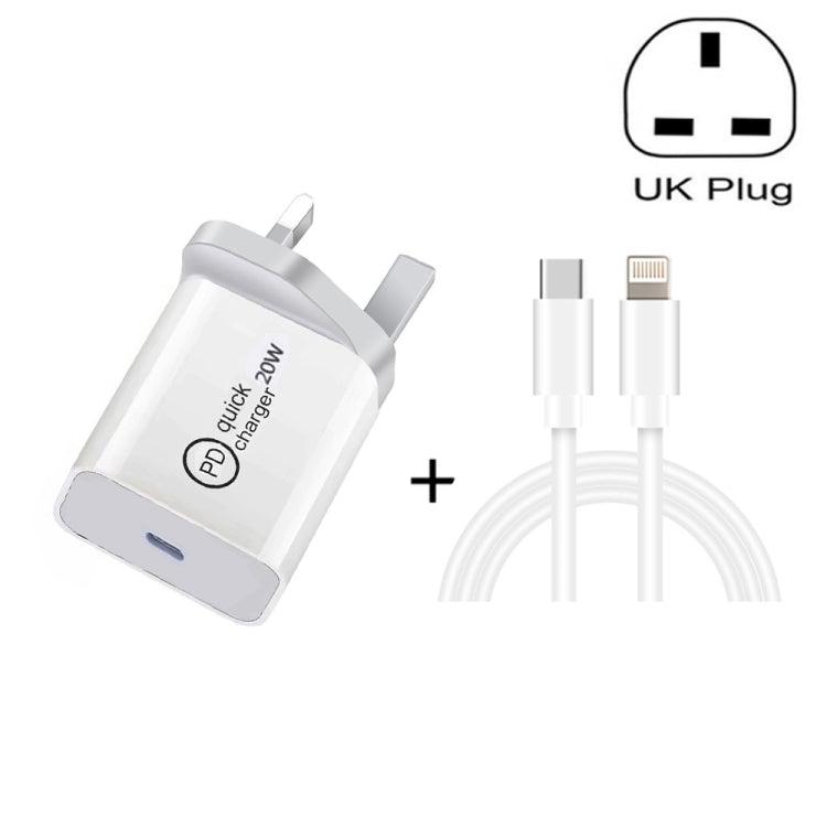 SDC-20W 2 in 1 PD 20W USB-C / Type-C Travel Charger + 3A PD3.0 USB-C / Type-C to 8 Pin Fast Charge Data Cable Set, Cable Length: 1m,, US Plug, EU Plug, UK Plug
