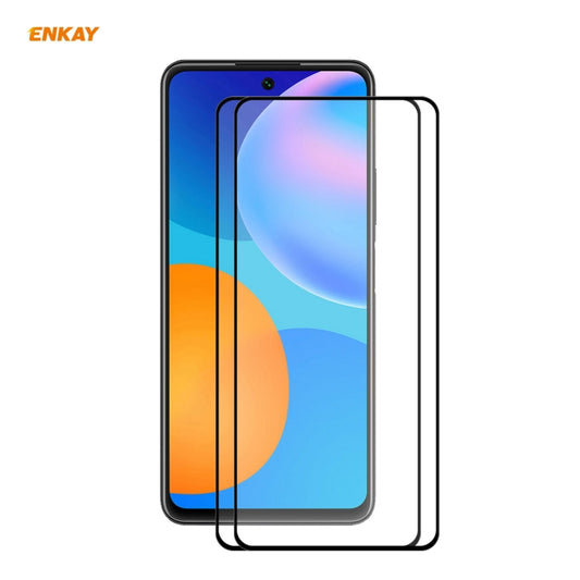 2 PCS Film de protection en verre trempé ENKAY Hat-Prince, 0.26mm, dureté 9H, courbure 2.5D, pleine couverture et entièrement adhésif, pour Huawei P Smart 2021, pour Nokia 3.4, pour Motorola Moto G 5G (2 PCS)