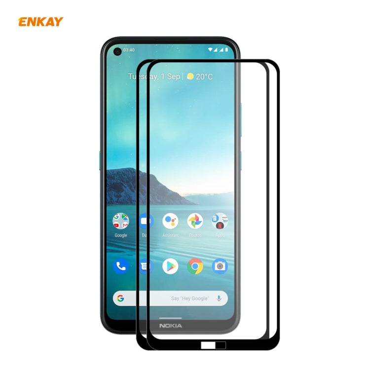 2 PCS ENKAY Hat-Prince Full Glue 0.26mm 9H 2.5D Tempered Glass Full Coverage Film, For Huawei P Smart 2021, For Nokia 3.4, For Motorola Moto G 5G(2 PCS)