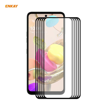 5 PCS ENKAY Hat-Prince Full Glue 0.26mm 9H 2.5D Tempered Glass Full Coverage Film, For LG K42 / K52 / K62, For Huawei P Smart 2021, For Nokia 3.4