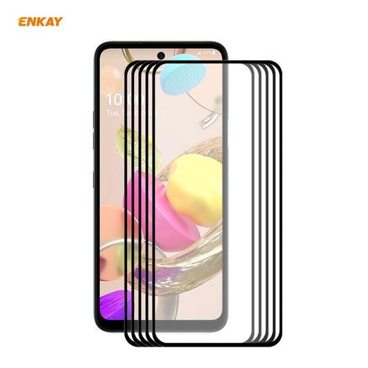 5 films de protection ENKAY Hat-Prince en verre trempé, entièrement adhésifs, 0,26 mm, 9H, 2,5D, couverture intégrale, pour LG K42 / K52 / K62, pour Huawei P Smart 2021, pour Nokia 3.4