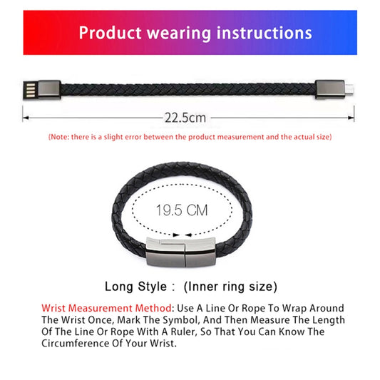 Câble de données USB vers Type-C 3A XJ-27 pour bracelet créatif, longueur du câble : 22,5 cm, XJ-27 Type-C, 22,5 cm Type-C