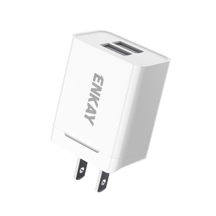 Chargeur de voyage rapide avec double port USB 2,1 A et adaptateur secteur ENKAY Hat-Prince U008-1 10,5 W, prise américaine