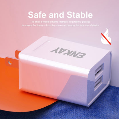 Chargeur de voyage rapide avec double port USB 2,1 A et adaptateur secteur ENKAY Hat-Prince U008-1 10,5 W, prise américaine