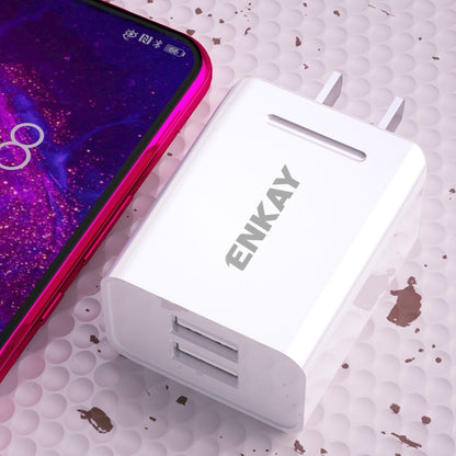 Chargeur de voyage rapide avec double port USB 2,1 A et adaptateur secteur ENKAY Hat-Prince U008-1 10,5 W, prise américaine
