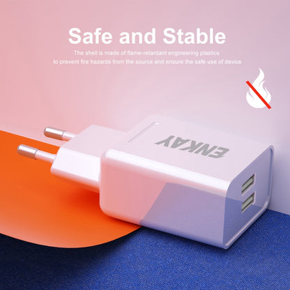 ENKAY Hat-Prince T003-1 10.5W 2.1A Dual USB Travel Charger Power Adapter for Huawei / Xiaomi / Samsung, EU Plug