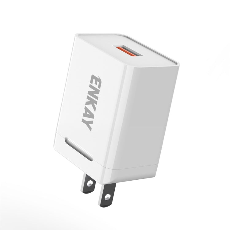 ENKAY Hat-Prince U015 18W USB QC3.0 Fast Charging Travel Charger Power Adapter, US Plug