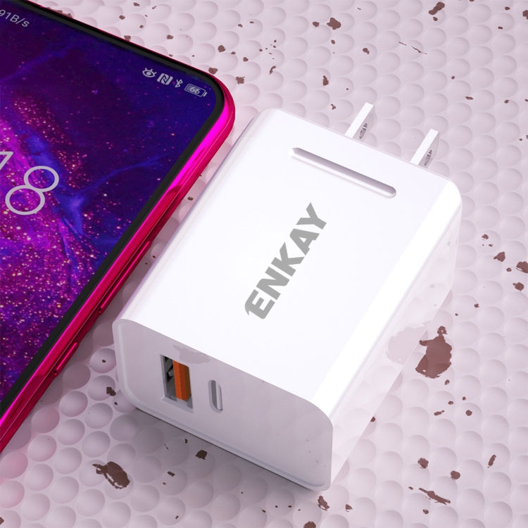 ENKAY Hat-Prince U033 18W 3A PD+QC 3.0 Chargeur de voyage rapide Adaptateur secteur, prise US