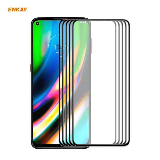 5 PCS ENKAY Hat-Prince Anti-chute Pleine Colle Verre Trempé Film Plein Écran Anti-chute Protecteur, Pour Motorola Moto G9 Plus, Pour Motorola Moto G9 / G9 Play, Pour Samsung Galaxy A12, Pour Xiaomi Mi 10T 5G