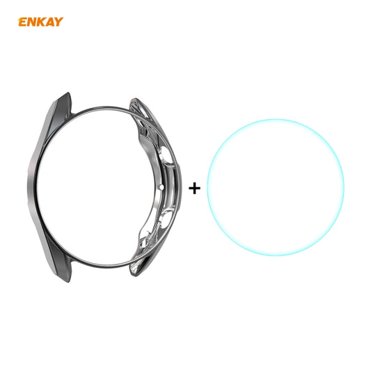 Pour Samsung Galaxy Watch 3 45mm 2 en 1 Étui souple en TPU plaqué Enkay Hat-Prince + Film en verre trempé 0.2mm 9H 2.15D à bords incurvés