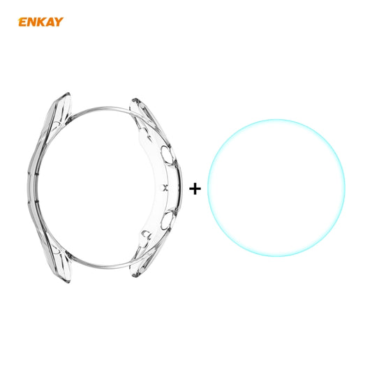 Coque souple transparente 2 en 1 ENKAY Hat-Prince en TPU + Film en verre trempé incurvé 2.15D 9H de 0.2mm, pour Samsung Galaxy Watch 3 45mm