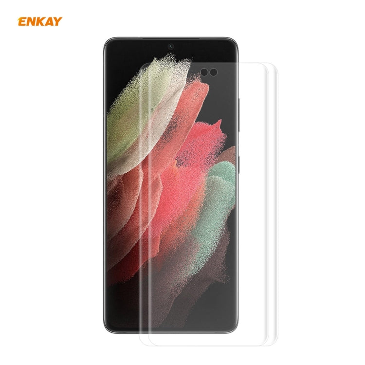 2 PCS For Samsung Galaxy S21 Ultra 5G ENKAY Hat-Prince 3D Full Screen PET Curved Hot Bending HD Screen Protector Soft Film, For Samsung Galaxy S21 Ultra