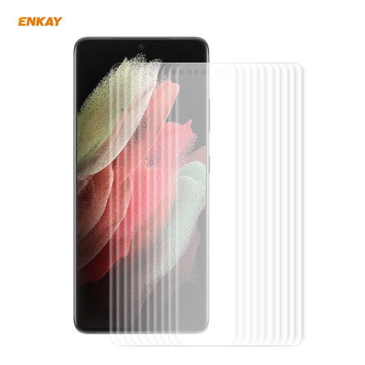 10 PCS pour Samsung Galaxy S21 Ultra 5G ENKAY Hat-Prince 3D Film de protection d'écran PET incurvé à chaud HD plein écran souple, pour Samsung Galaxy S21 Ultra 5G