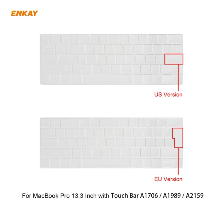 ENKAY 3 in 1 Crystal Laptop Protective Case + US Version TPU Keyboard Film + Anti-dust Plugs Set for MacBook Pro 13.3 inch A1706 / A1989 / A2159 (with Touch Bar), For MacBook Pro 13.3 inch A1706  (with Touch Bar)